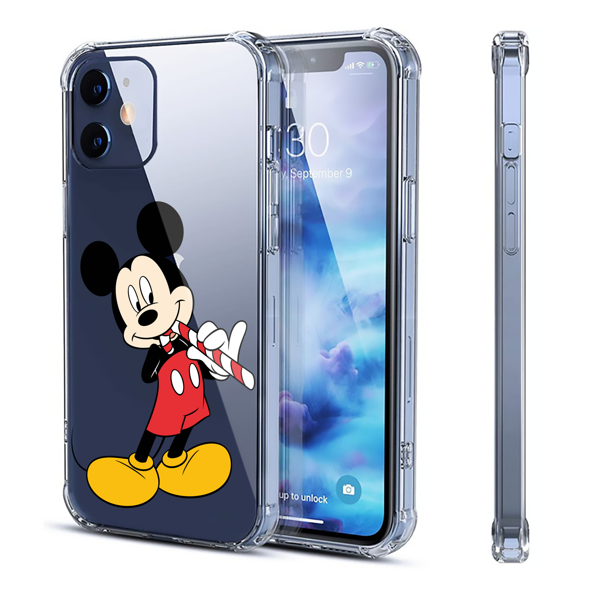 （画像用） ミッキーマウス Mickey Mouse 【iPhone 12シリーズ対応】透明スマホケース（クリアソフトケース）